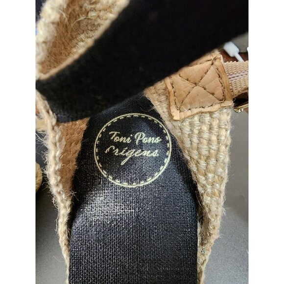 Toni Pons Women's Caldes Espadrille Linen Spain Black Wedge Sandal Size 8 - Picture 10 of 10